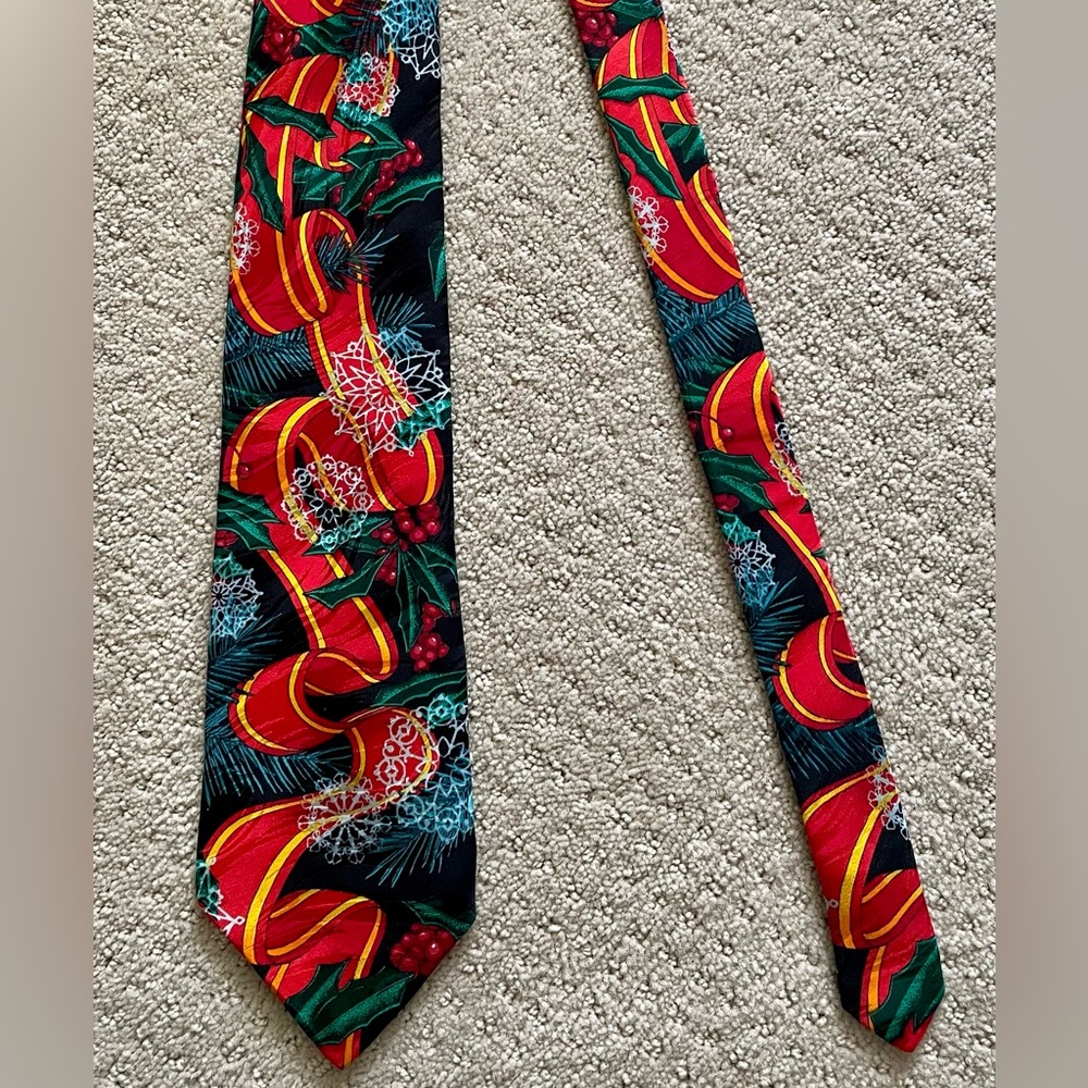 Vintage Rush Limbaugh No Boundaries Necktie Holly Silk Christmas Party Men's
